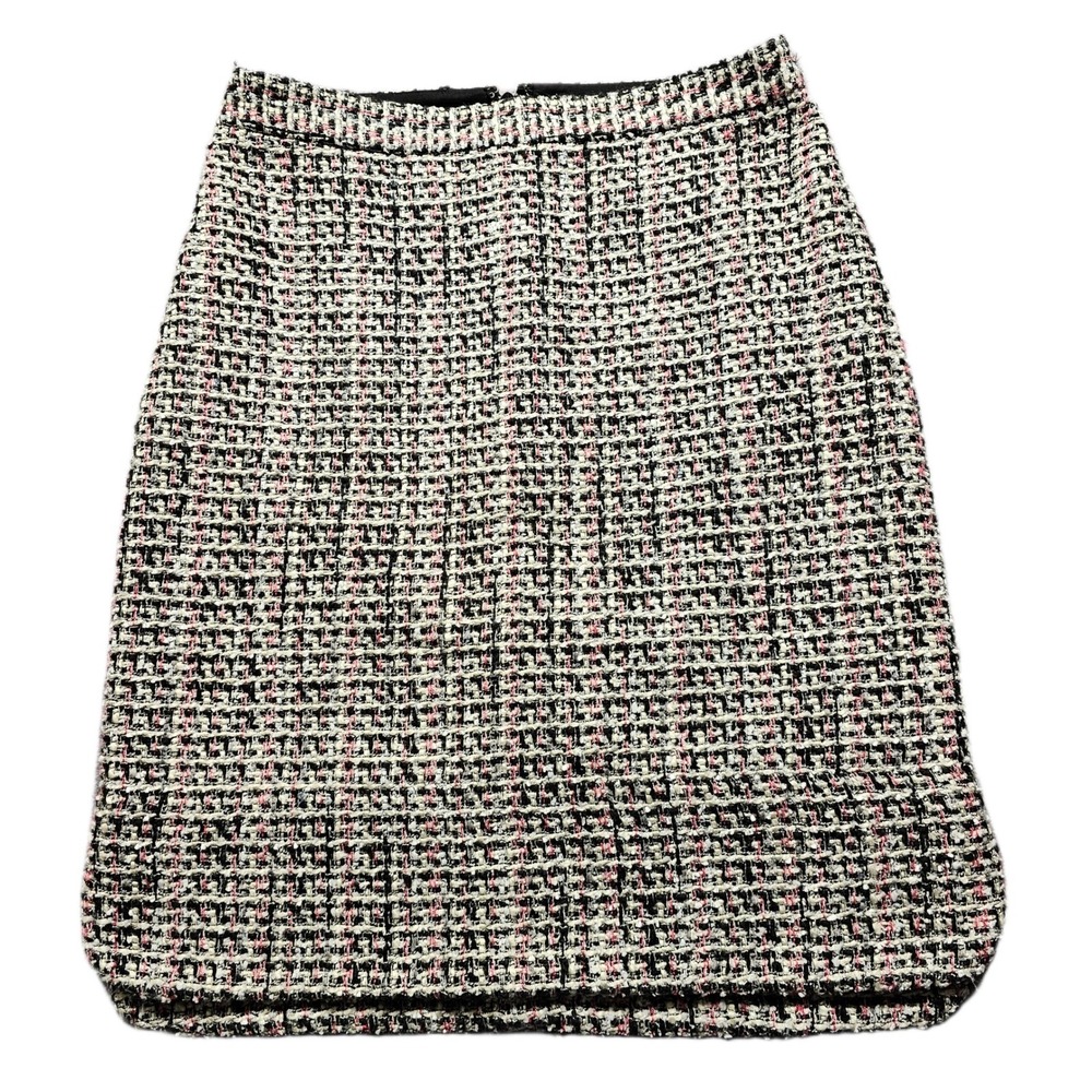 Ann Taylor Straight & Pencil Skirt Womens 0P Multi‎ Plaid Tweed Lined Back Zip